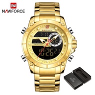NAVIFORCE Men Watch Stainless Steel Casual Sports Digital Waterproof Watches Original LCD Display Al