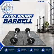 HB Fixed Barbell Set Straight & Curved Bar 10kg to 30kg Rubber Coated Gym Barbell EZ Curl Barbell