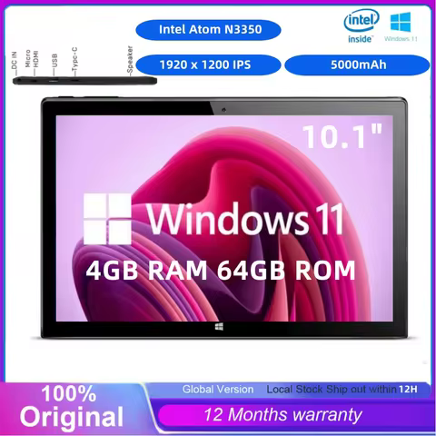 Big Sales Type-C Intel N3350 Windows 11 Tablet PC 10.1 INCH 4GB RAM 64GB ROM 64bit 4-Cores 1920 x 12