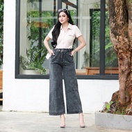 ESKA CULLOTE JEANS/ simple korean jeans culottes with elastic waist