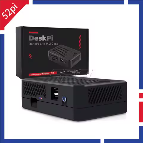 52Pi DeskPi Lite NAS Case with M.2 SATA SSD Expansion Board Cooling Heatsinks PWM fan For Raspberry