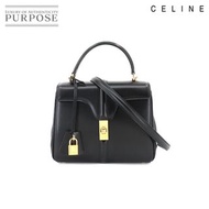 CELINE 16 Saze Small 2way hand shoulder bag leather black