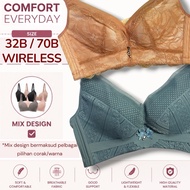 32B No Besi Push Up Bra Wireless Span Lembut Baju Dalam Wanita Tiada Dawai