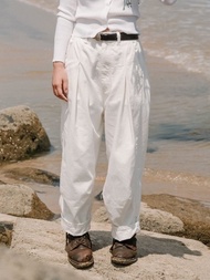 棉白色 寬鬆闊腿牛仔褲 中性文藝複古美式風 高腰爵士寬褲牛仔褲