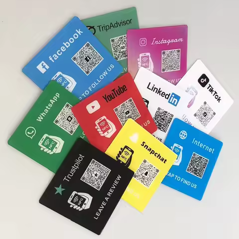 5" Customized NFC Sensing Stickers For Social Media Instagram Facebook Acrylic QR Code Business Stor