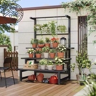 Stainless steel balcony flower shelf iron ladder floor type multi-layer meat living room outdoor dec