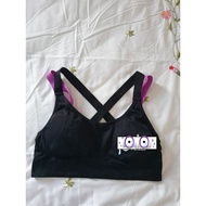 Si workout bra size XL 90/95 B black elastic purple strap