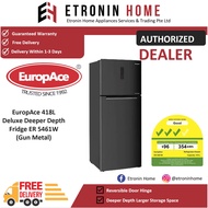 EuropAce 418L Deluxe Deeper Depth Fridge ER 5461W (Gun Metal)