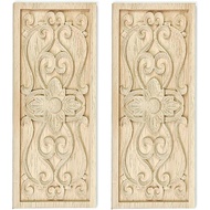 2 Keping Hiasan Kayu Berukir Bunga, Ukuran 3.1 x 7.8 Inci, Hiasan Kayu Padat Tanpa Cat untuk Dekoras