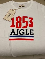 New Aigle Tee T-shirt Medium White 1853 Logo Red Blue France 🇫🇷