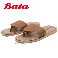 Bata รองเท้าแตะผู้ชายบาจา หนังแท้ แบบคีบ สีแทน 8758552