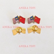 Cross Flag Pin Malaysia China Friendship Flag Pin Malaysia China - Various Hats
