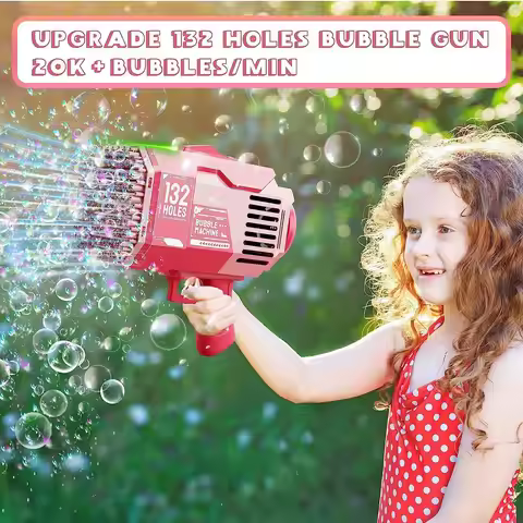 Bubble Gun Rocket 132 Holes Soap Bubbles Machine Gun Shape Automatic Blower With Light Toys For Kids
