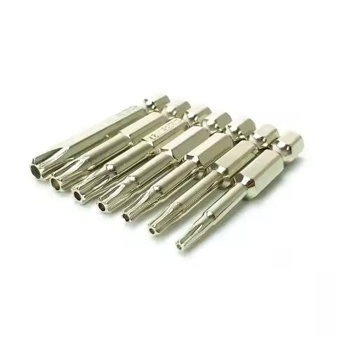 7 PCS 5-Point Torx Screwdriver Bits Set 50mm S2 Magnetic Star 1/4" Hex Shank T10 T15 T20 T25 T27 T30