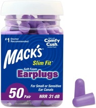 Macks Slim Fit Soft Foam Earplugs 50 Pair - Small Ear Plugs for Sleeping Snoring Traveling Concerts