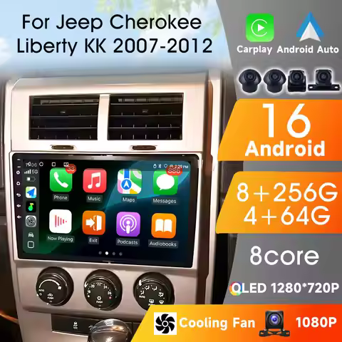 Carplay Android Auto Wireless For Jeep Cherokee KK Liberty 2007 - 2012 Multimedia Android 16 Player 