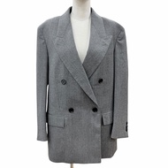 全新 ◇ FENDI FJ7092AC2Q 100% 羊毛雙排扣修身夾克，灰色，38 碼，義大利製造，正品，女款，附衣架。