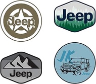 Jeep Wrangler JK, Oscar Mike Green, Greyscale Mountains, Pines Logo Sticker 4-Pack