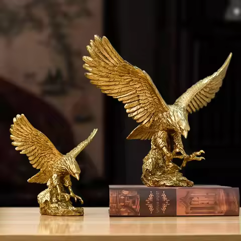 Golden Eagle Resin Ornaments Statue Golden Eagle Sculpture Modern Home Office Figurine Decor Desktop