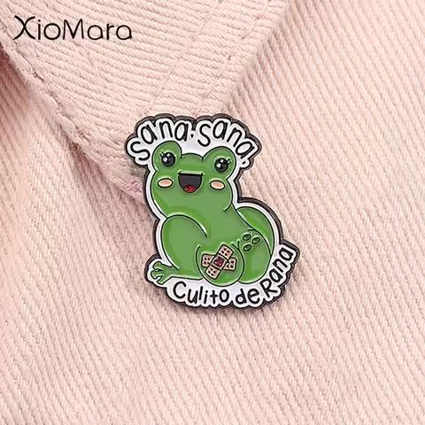 Culture of Spain Enamel Pin Sana Sana Colita De Rana Cute Frog Brooch Lapel Badge Lapel Badge Funny 