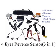 4 Eyes Reverse Sensor with Reverse Camera & 4.3" Roof Mirror Monitor (3in1)