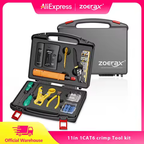 ZoeRax 11 in 1 Network Tool Kit RJ45 Crimp Tool kit Pass Through Crimper RJ45 Crimp Tool,Cable Teste