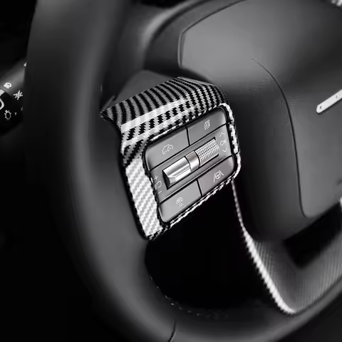 Carbon Fiber Steering Wheel Car Switch Button Trim Panel Frame Cover For Hyundai IONIQ 9 Accessories