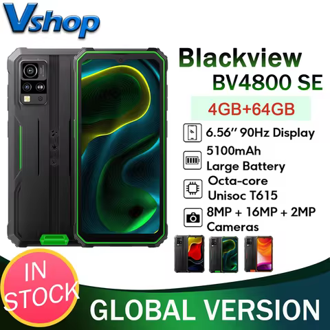 Blackview BV4800 SE Rugged Phone 4GB+64GB Face Unlock Android 15 UMS9320E T615 Octa Core 16MP 5100mA
