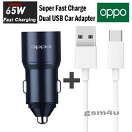 OPPO RENO 4 5 6 Realme 65W Car Charger Dual Usb Port Support SuperDart Fast Charging With Type C Cable &amp; Micro Usb Cable