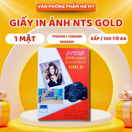 (Xấp 100 Tờ) Giấy In Ảnh 1 Mặt Bóng NTS Gold 115gsm/135gsm/160gsm Khổ A4