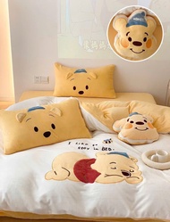 [4 Món] Bộ Chăn Ga Gối Nỉ Nhung 5D Thêu Mịn Siêu Xinh CAS Decor