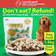 Lovinworld Dog Dry Food Grain Free Double Blend Animal Protein Holistic with 8% Freeze-Dried Holistic Dog Food for Puppy Adult Dog 1.5kg