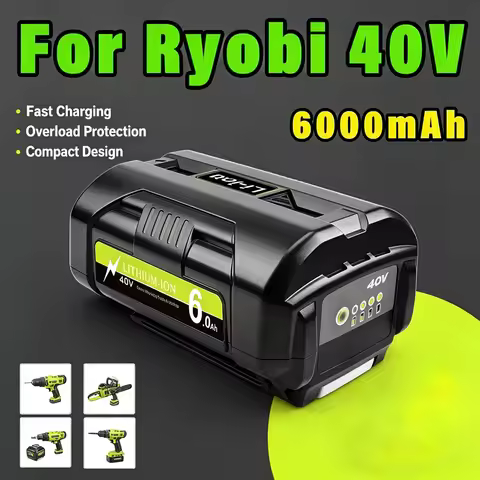 40V 6.0Ah Li-ion Rechargeable Battery Ryobi OP4050 OP4026 OP40401 Fit RY40502 RY40200 Cordless Power