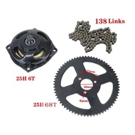 25H clutch drum gearbox sprocket w/ 138 ring chain and rear sprocket for Mini Moto 47cc 49cc dirt bi