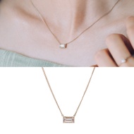 Baguette cutting Q stone necklace gold 14k 18k true gold 585 750