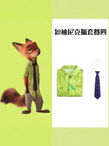 Halloween Cosplay Nick Wilde Cosplay Costumes Zootopia Cosplay Summer Shirt Tie Nick Suits Halloween