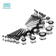 [nvnrbso] 36 Pieces Stainless Steel Punk Ear Stretching Kit Plugs and Tapers Set 14G - 00G