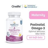 Nordic Naturals Postnatal Omega 3 1120mg with 1000 IU Vitamin D3 60 Softgels - For Optimal Wellness