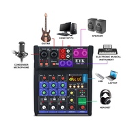 Audio Mixer Build-in UHF Wireless Mics 4 Channels Mixing Console with Bluetooth B Effect for DJ Karaoke PC Guitar
