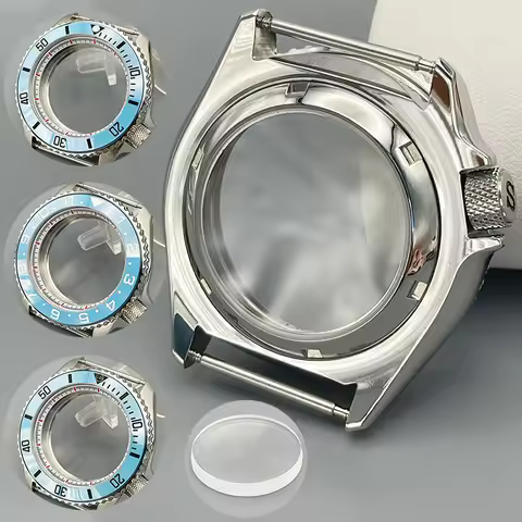 42mm SKX007 Watch Case NH35 Case with Flat Double Sapphire Glass Curved Bezel Insert 28.5mm Dial For