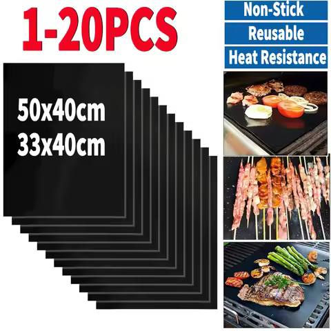 1-20PCS BBQ Grill Mat Non-stick Mat Heat Resistant Grill Mat Outdoor Baking Reusable Barbecue Mat 50