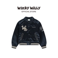 WACKY Willy Women Typographic Embroidered Varsity Jacket Navy (80032SEBJKW_H5NAXX)