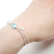 白日星辰-印度藍玉髓時尚多層次設計925銀手鍊