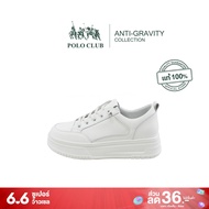 POLO CLUB รองเท้า รุ่น P1967 สีขาว สูงประมาณ 2 นิ้ว | รองเท้าคัทชูผู้หญิง รองเท้าส้นแบน รองเท้าลำลอง หุ้มส้น เชือกผูก