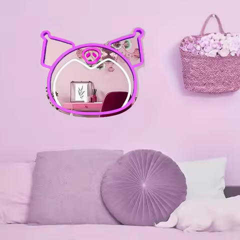 Stellalou Mirror Neon Light for Decor USB-powered LED Mirror Neon Sign for Bedroom Beauty Salon Make