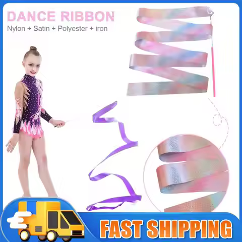 2M Dance Ribbon Kid Sport Performance Strip with Twirling Stick for Artistic Dancing Gymnastics for 