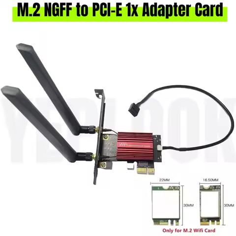 M.2 to PCIe x1 PC Desktop WiFi Adapter for NGFF M.2 Wifi Card AX211 AX210 AX200 AC9260 AC8265 AC8260