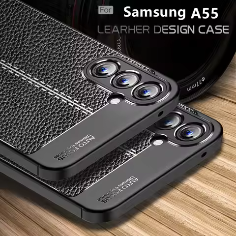 For Samsung A55 Case Cover Samsung A55 5G Capas New Phone Bumper Back Shockproof TPU Soft Leather Fo