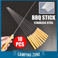 10PCS BBQ SKEWER Reusable Barbecue Skewer Stainless Steel Grilling Kebab Stick Grill Stick BBQ Tools