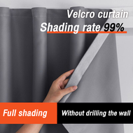 100%Blackout Curtain Anti-UV Langsir Curtain Window Velcro Curtain No drilling required For Window Door Curtain